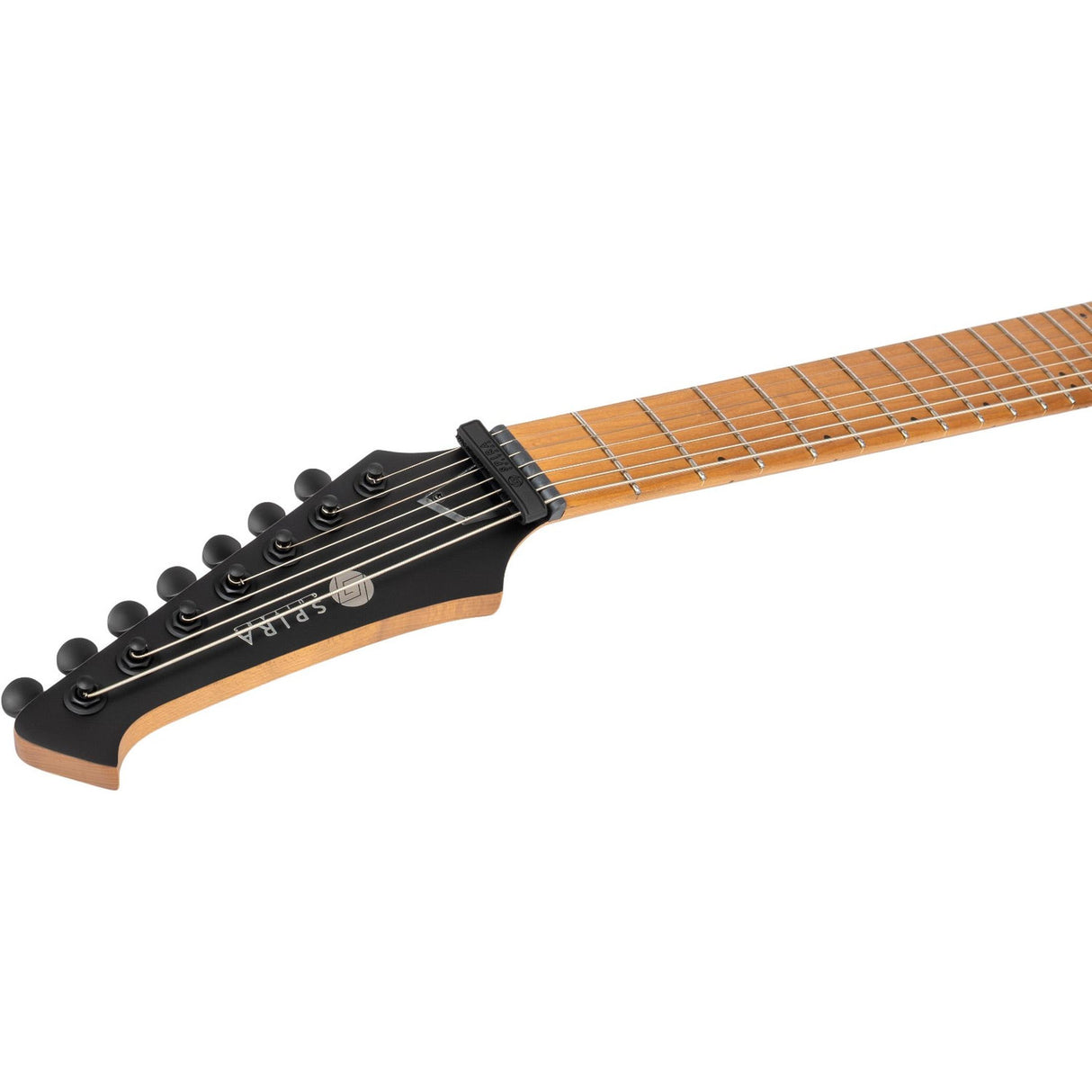 Spira S-607 ABK 7-snarige Elektrische Gitaar Swamp Ash Black met Stainless Steel Frets