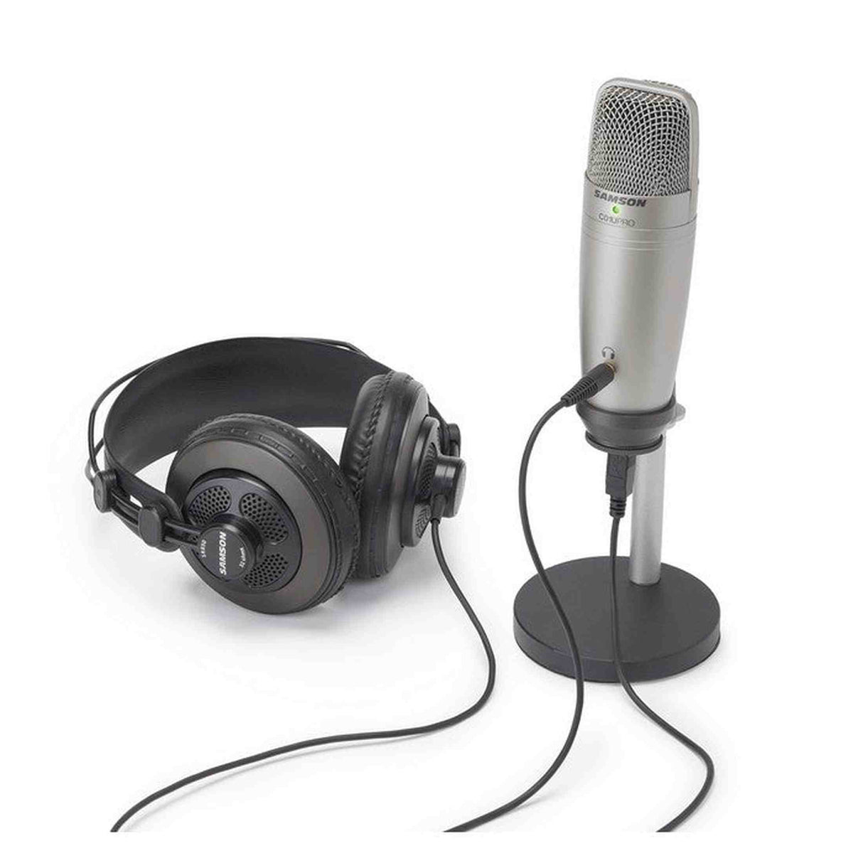 Samson C01U Pro Podcasting Set USB condensatormicrofoon met studio-headphones, statief en koffer Profile USB microfoon voor podcast, gaming streaming set kopie