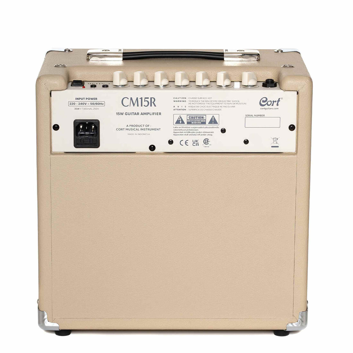 Cort CM15RWTS 15W Gitaarversterker met 8 inch Speaker, Reverb en 2 Kanalen White Sand