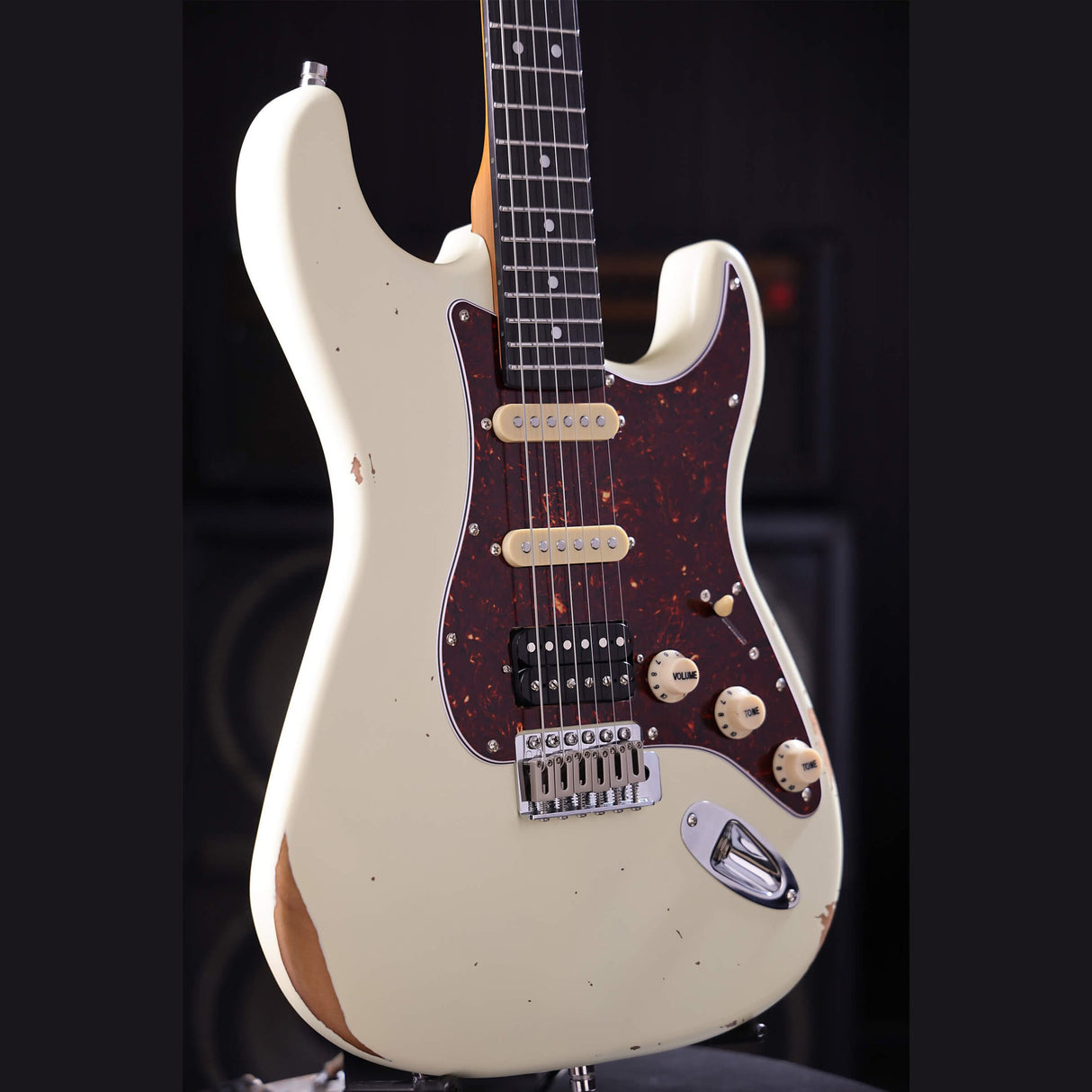 Patina PS-7 OW R S-style Elektrische Gitaar HSS Alnico V Nitro Relic Paulownia Body Roasted Maple Hals Olympic White