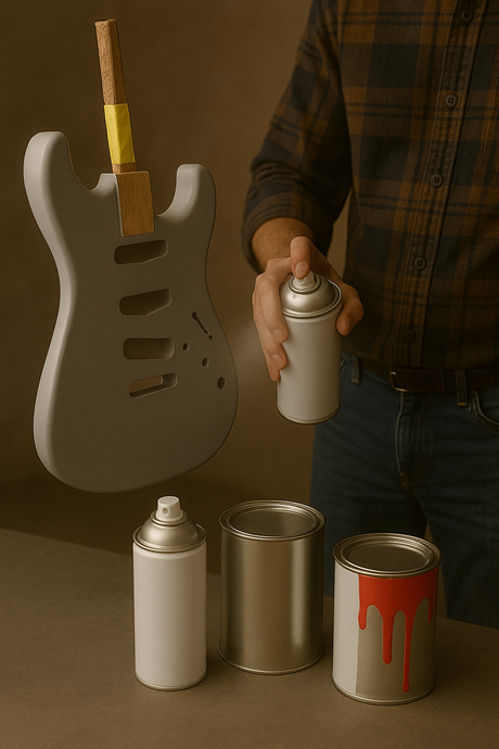 Welke soorten lak en verf gebruik je voor het spuiten van een gitaar?