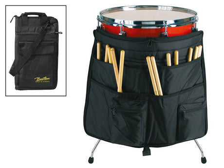 Boston ST-300 Drumstokkentas, professioneel model, met riem, accessoiresvak en floortom-bevestigingshaken