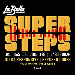 La Bella L-SS-45B snaren set elektrisch 5-snaar bass, stainless steel roundwound, light, 045-065-085-105-128