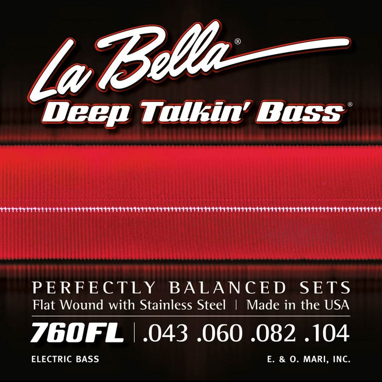 La Bella L-760FL snaren set elektrisch bass, stainless steel flatwound, light, 043-060-082-104 longscale