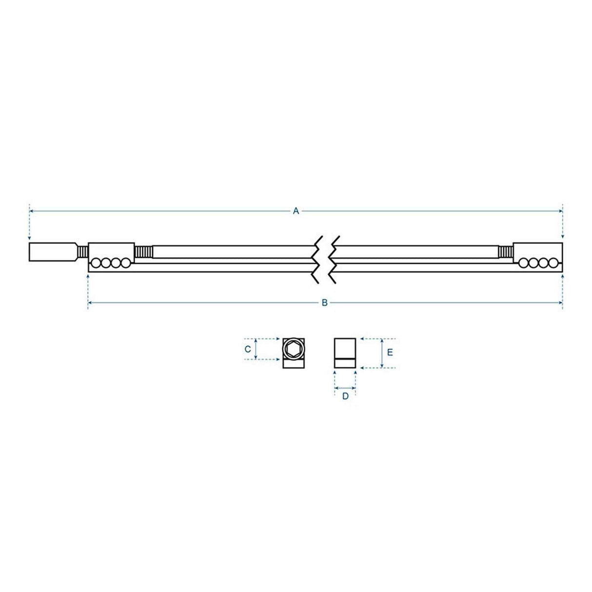 Boston TRO-460-K Halspen Truss Rod 460 mm 6 mm Staaf Single Action Inbus 4 mm