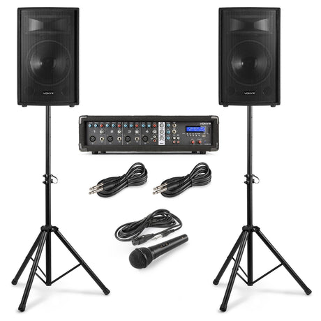 VONYX VX210 Full PA Geluidssysteem 800W met 10 inch Speakers, Mixer en Bluetooth