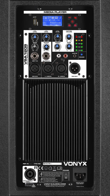 VONYX VSA120S 800W Actieve Stereo Speakerset met Bluetooth, USB Speler en 12 inch Woofers