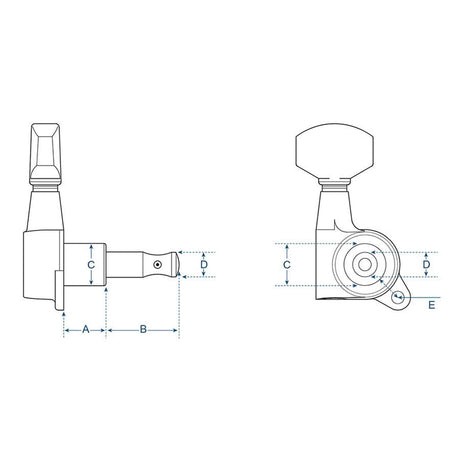 Boston 73-CLR Stemmechanieken voor gitaar, die cast, 3x links + 3x rechts, chroom