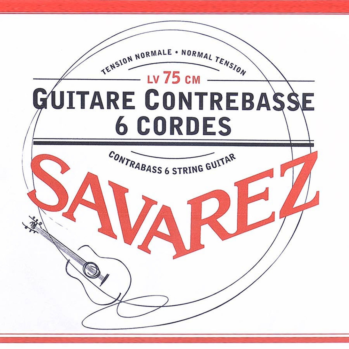 Savarez 650-R snaren set classic contrabass guitar, silverplated wound, scale 75 cm, normal tension