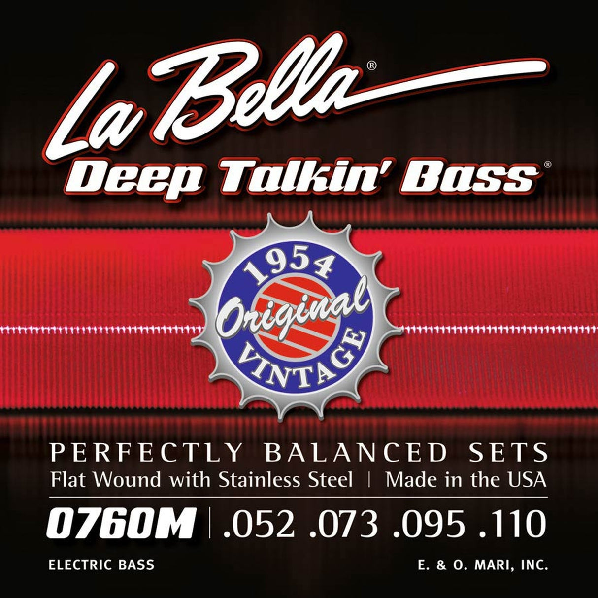 La Bella L-760M snaren set elektrisch bass, stainless steel flatwound, medium, 052-073-095-110 longscale