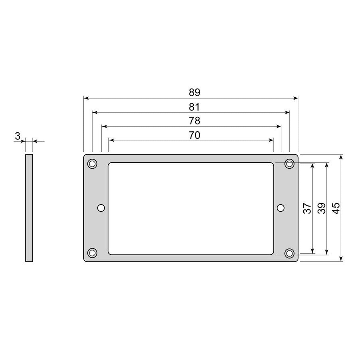 Boston HF3030IV humbucker frame, flat, 3x3mm, ivory
