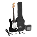 SX SE1SK-BK elektrisch gitaarpakket – compleet starterspakket met versterker, tas en accessoires, zwart