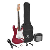 SX SE1SK-CAR elektrisch gitaarpakket – compleet starterspakket met versterker en accessoires, Candy Apple Red