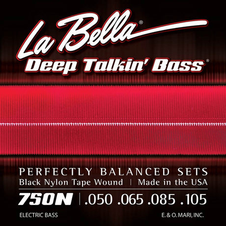 La Bella L-750N snaren set elektrisch bass, black nylon tape wound, light, 050-065-080-105 longscale
