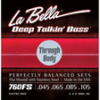 La Bella L-760FSTB snaren set elektrisch bass, stainless steel flatwound, standard, 045-065-085, thru-body