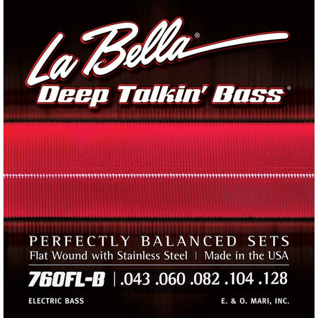La Bella L-760FLB snaren set elektrisch bass, stainless steel flatwound, light, 043-060-082-104-128