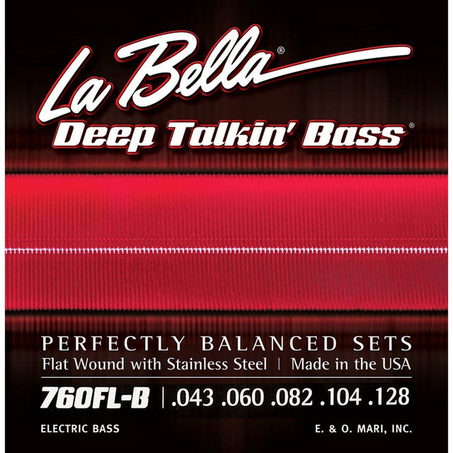 La Bella L-760FLB snaren set elektrisch bass, stainless steel flatwound, light, 043-060-082-104-128