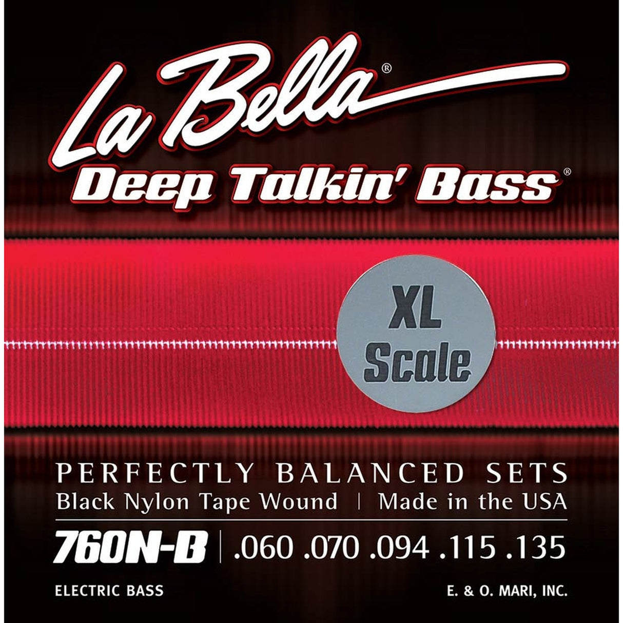 La Bella L-760NBXL snaren set elektrisch bass, black nylon tape wound, 060-070-094-115-135, extra long scale