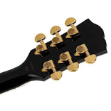 SX EH3-BK elektrische gitaar – LP Custom stijl, 2 humbuckers, mahonie/esdoorn, zwart + gouden hardware