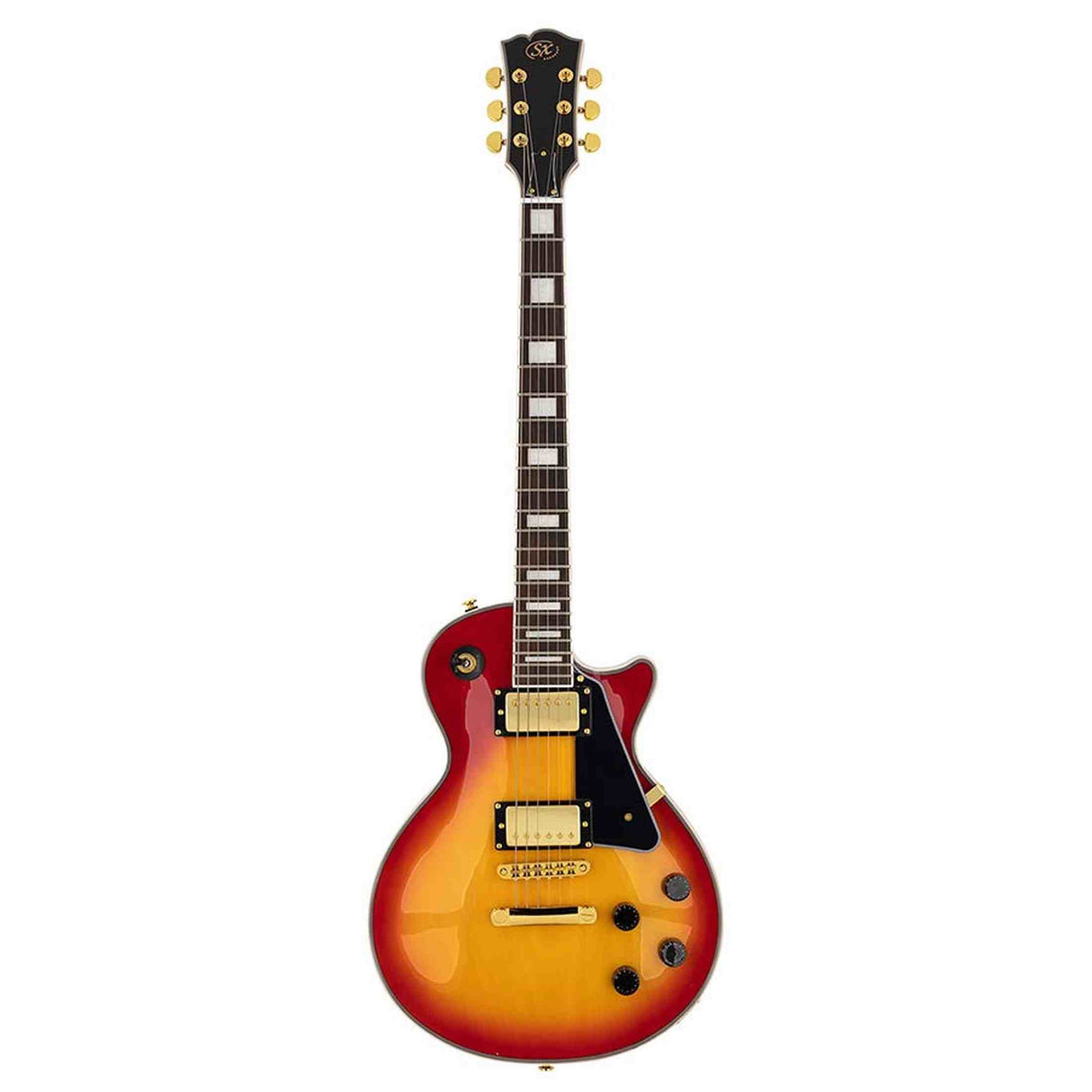 SX EH3-CS elektrische gitaar – LP Custom stijl, 2 humbuckers, mahonie/esdoorn, Cherry Sunburst + gouden hardware