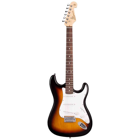 SX ED1/3TS elektrische gitaar – 3 single coil pickups, vintage tremolo, 3-Tone Sunburst + tas