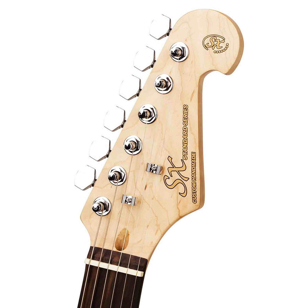 SX ED1/EB elektrische gitaar – 3 single coil pickups, vintage tremolo, Electric Blue + tas