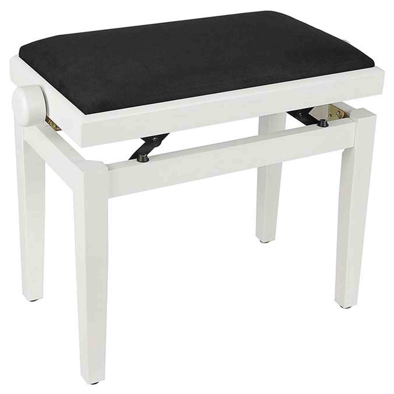 Boston PB1/3520 pianobank – verstelbare zitting, mat wit met zwarte velours bekleding