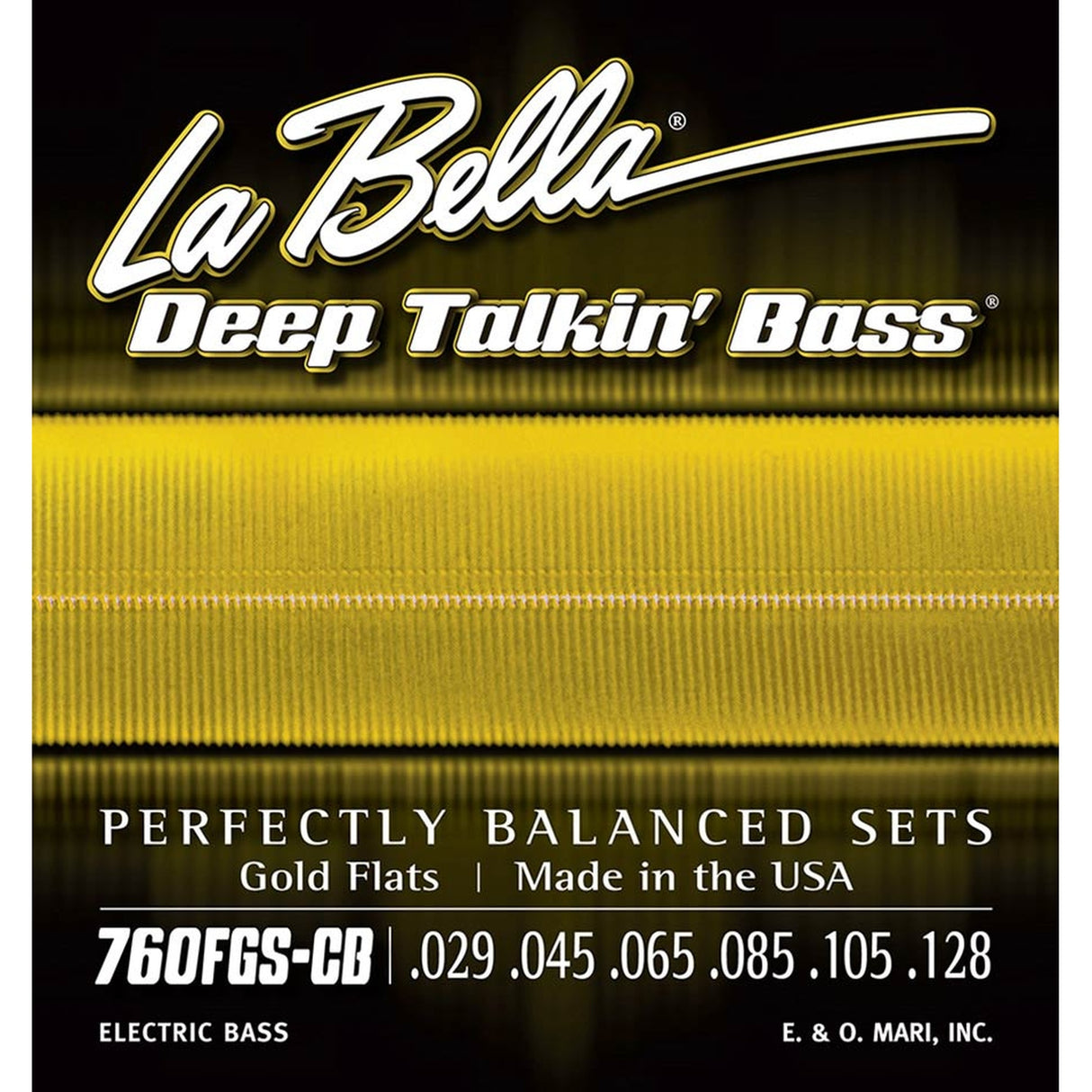 La Bella L-760FGS-CB snaren set elektrisch 6-snaar bass, gold flats, 029-045-065-085-105-128 long scale