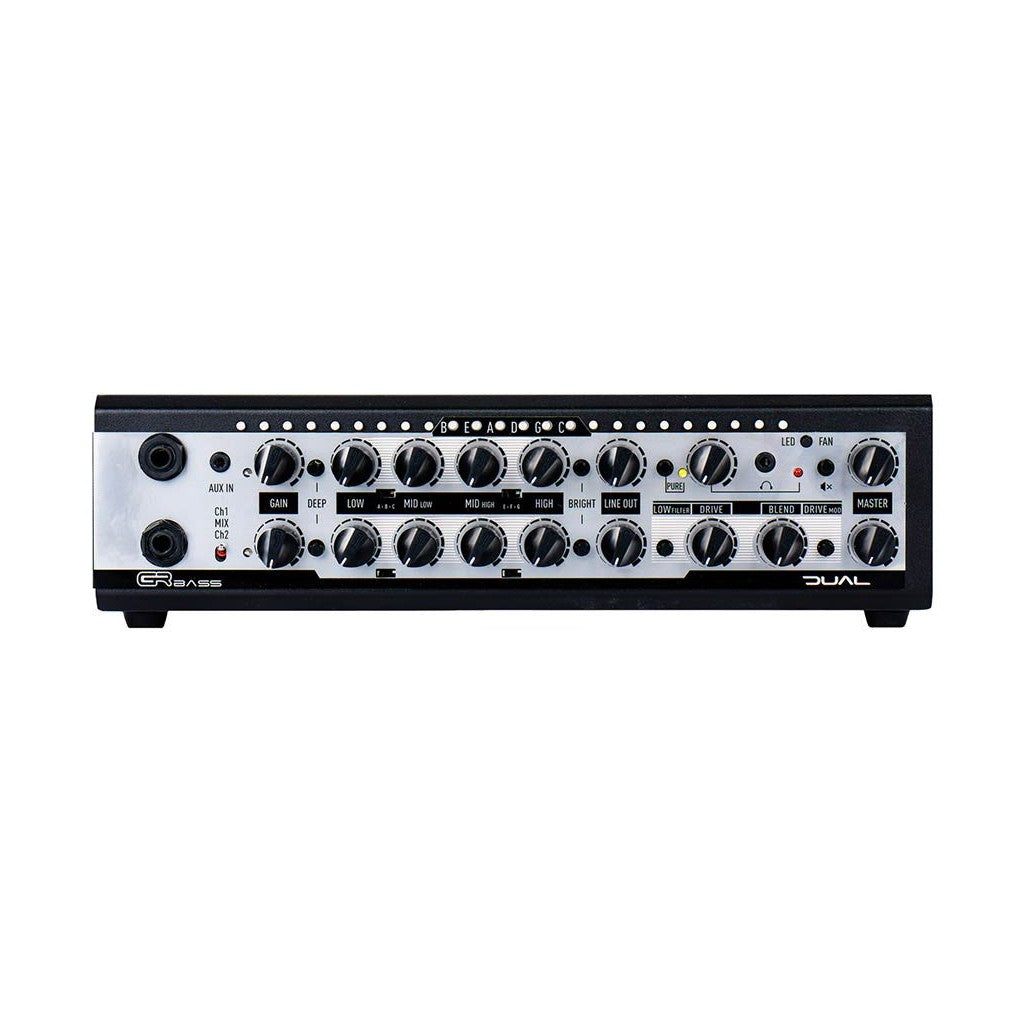 GR Bass DUAL800 Basversterker Top – 800W, 2 Kanalen, Overdrive & Dubbele DI