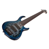 Sire M7+ A6/TBL Marcus Miller 6-snarige basgitaar, swamp ash met flame maple top, 35 inch, Heritage-3 preamp, Transparent Blue