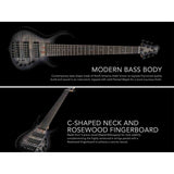 Sire M7+ A6/TBL Marcus Miller 6-snarige basgitaar, swamp ash met flame maple top, 35 inch, Heritage-3 preamp, Transparent Blue