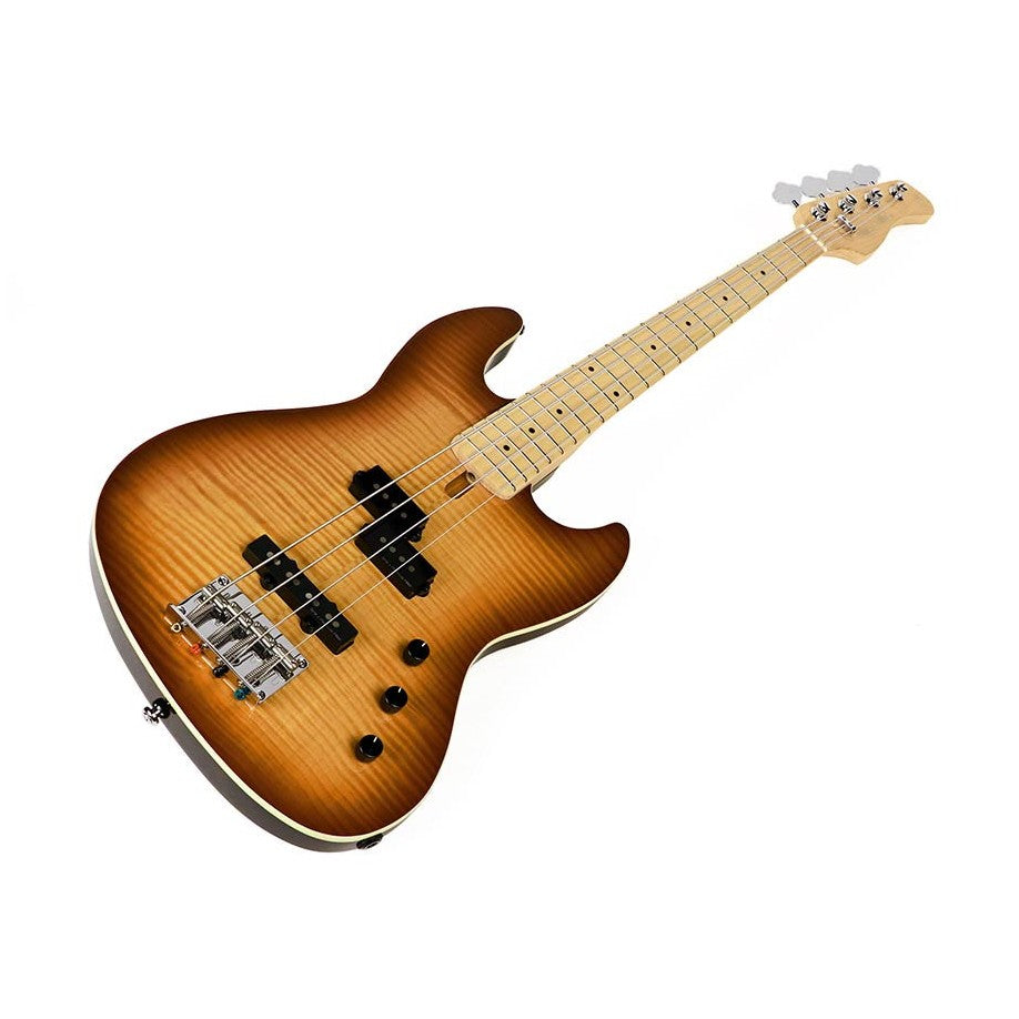 Sire U5 A4/TS Marcus Miller short scale basgitaar 4 snarig passief elzen gevlamd esdoorn tobacco sunburst