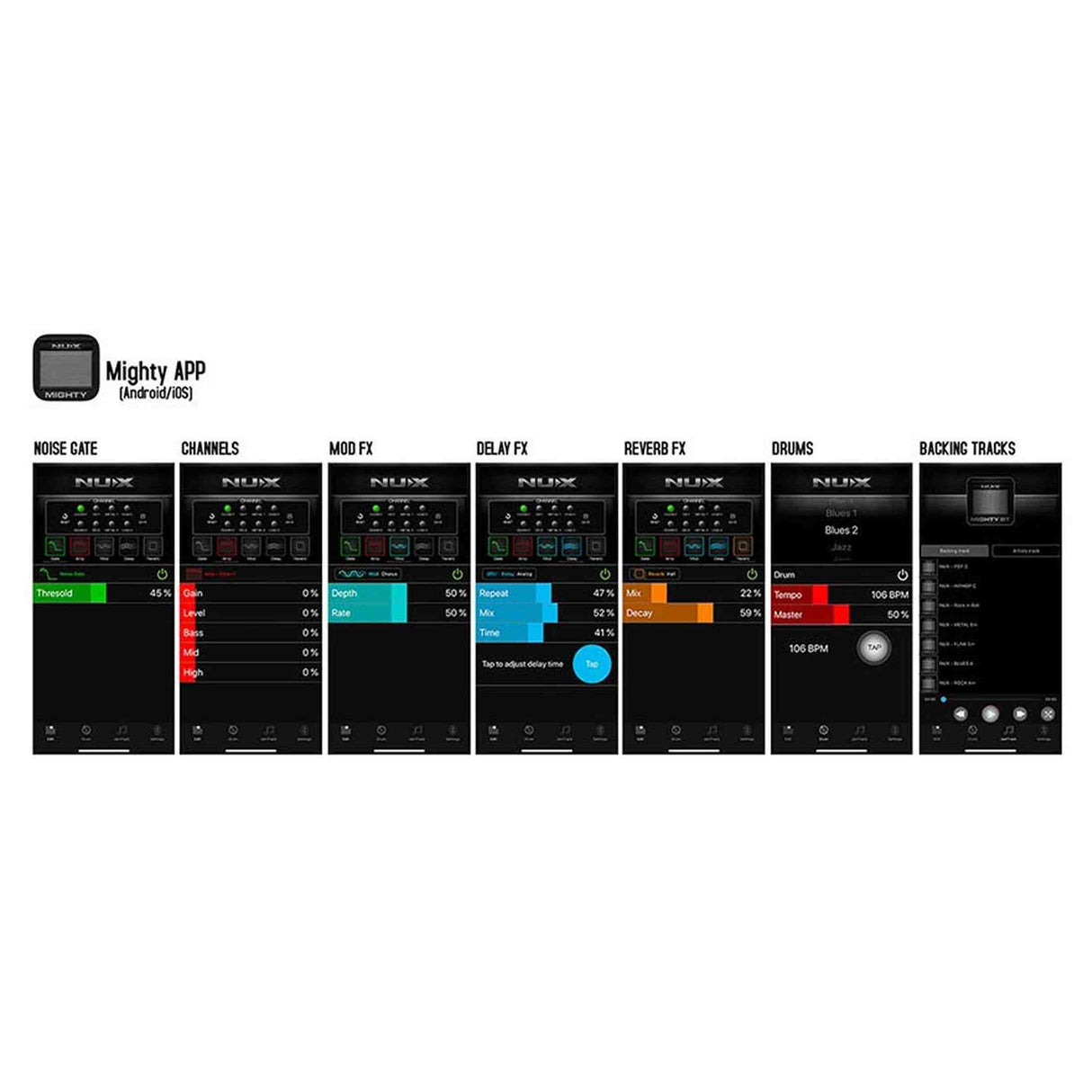 NUX MPLUG Mighty Series hoofdtelefoonversterker met effecten, amp-modellen en Bluetooth