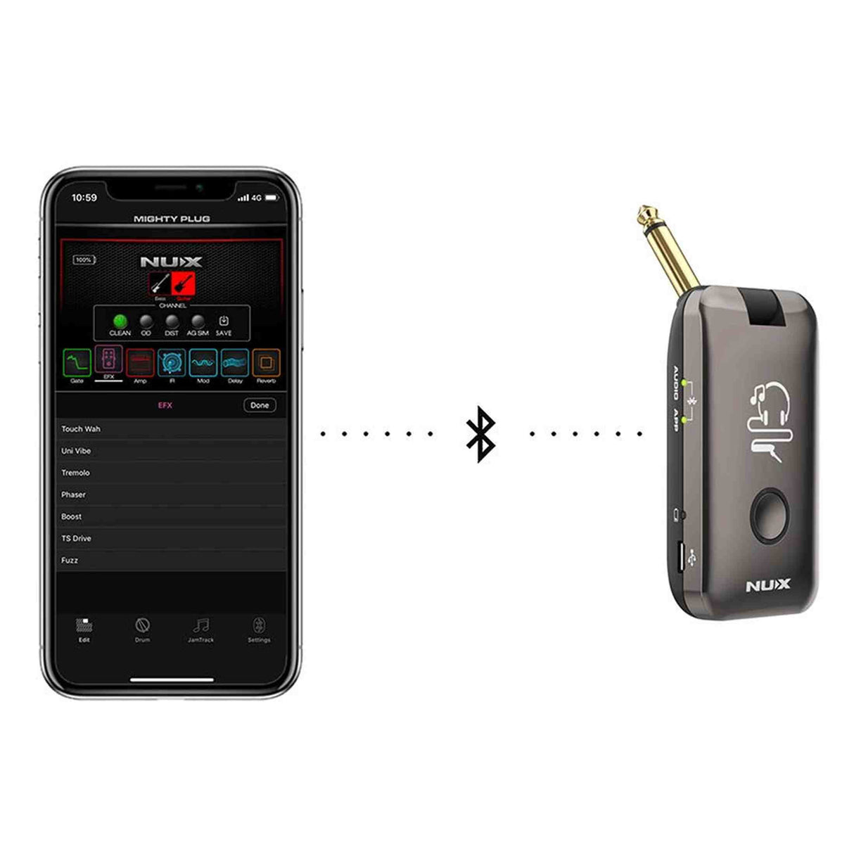 NUX MPLUG Mighty Series hoofdtelefoonversterker met effecten, amp-modellen en Bluetooth