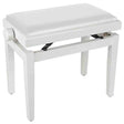 Boston PB1/3045 pianobank – verstelbare zitting, hoogglans wit met witte skai bekleding
