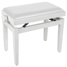 Boston PB1/3045 pianobank – verstelbare zitting, hoogglans wit met witte skai bekleding