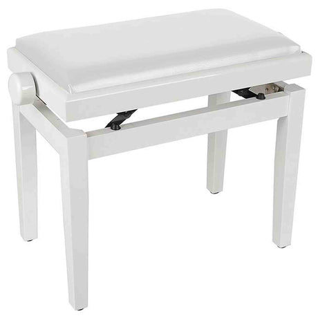 Boston PB1/3045 pianobank – verstelbare zitting, hoogglans wit met witte skai bekleding