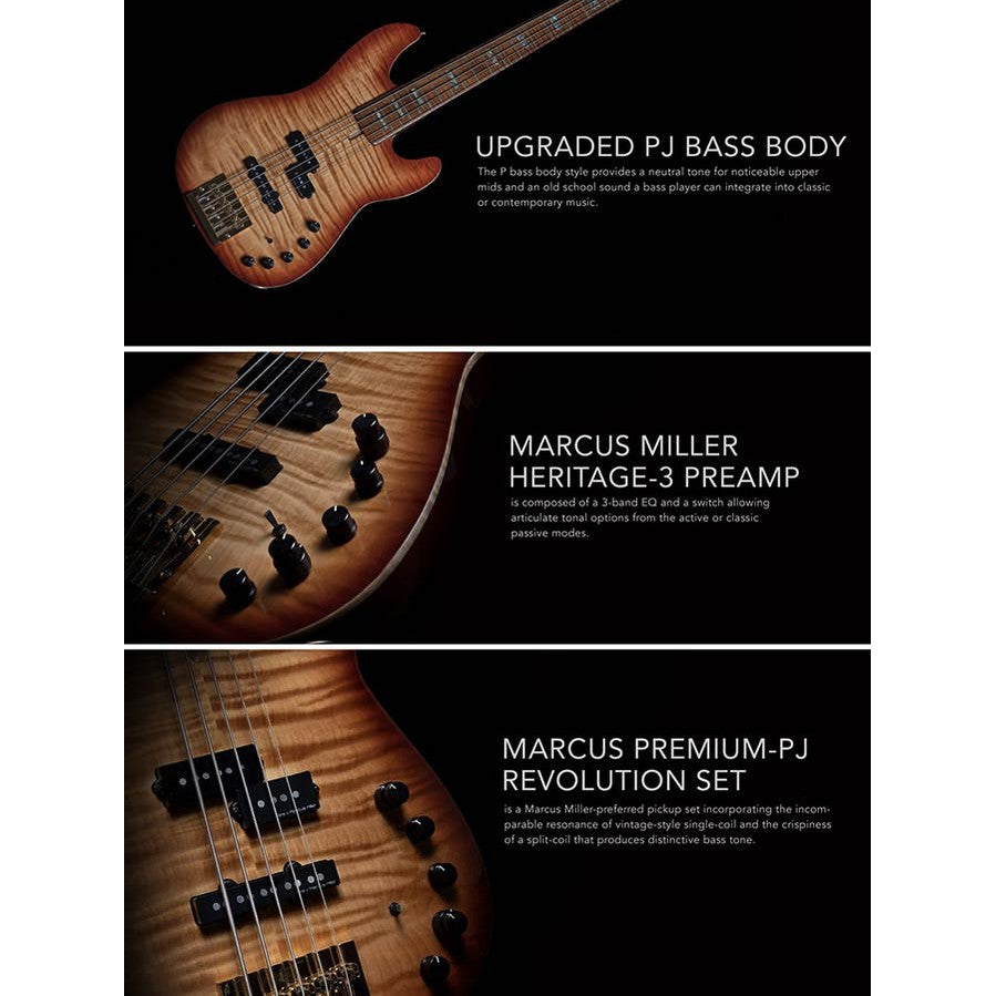 Sire P10 DX4/TS Marcus Miller 4-snarige actieve basgitaar Tobacco Sunburst