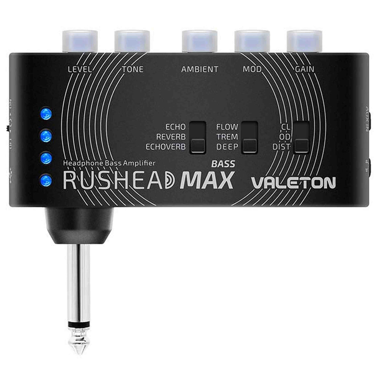 Valeton RH-101 Oplaadbare hoofdtelefoonversterker voor bas met drive, effecten en USB-oplaadfunctie