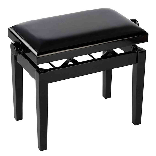 Boston PB2/2020 pianobank Deluxe – verstelbare zitting, dubbelkruis, hoogglans zwart met velours bekleding