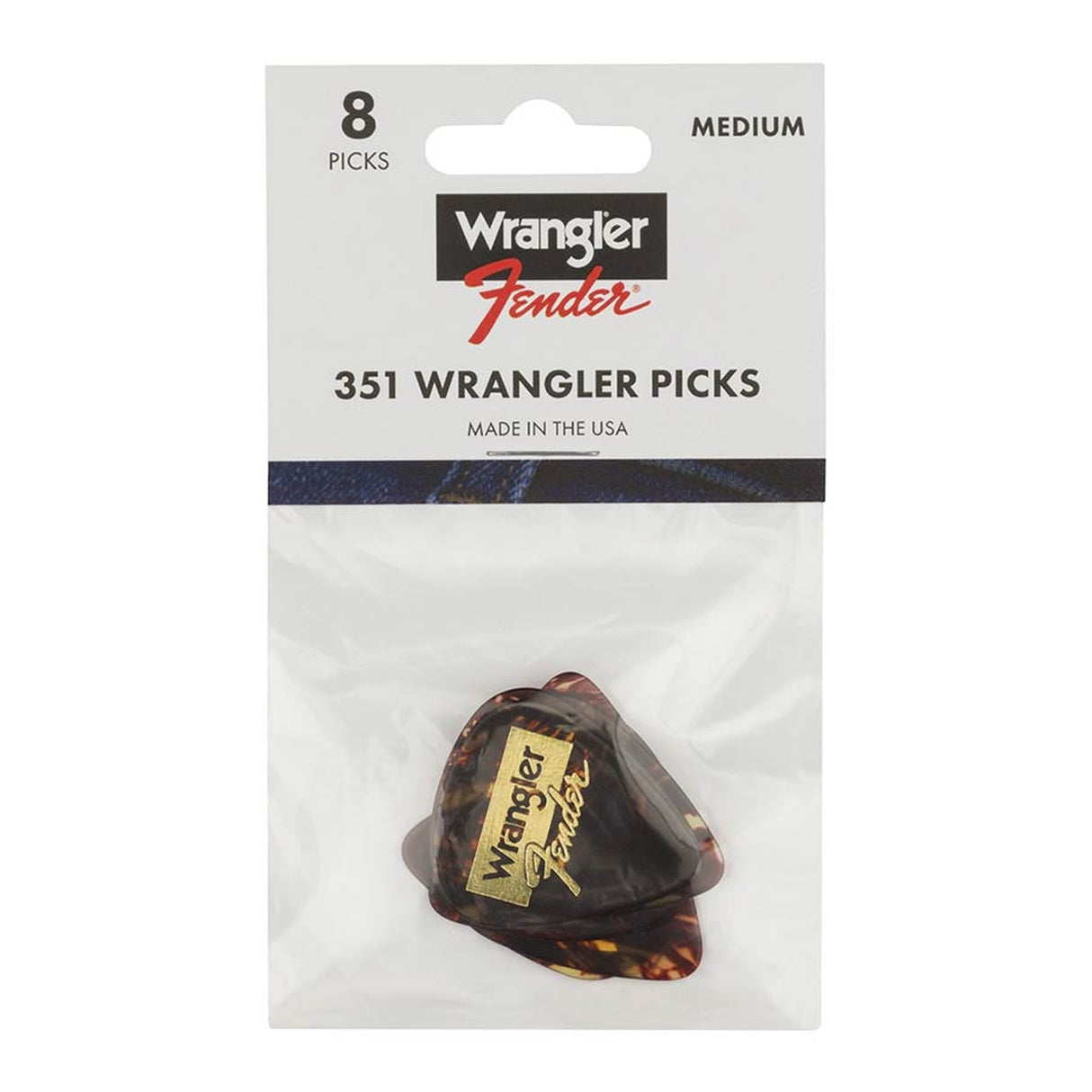Fender 1980351040 Wrangler picks, 351 vorm, schildpad, 8-pack