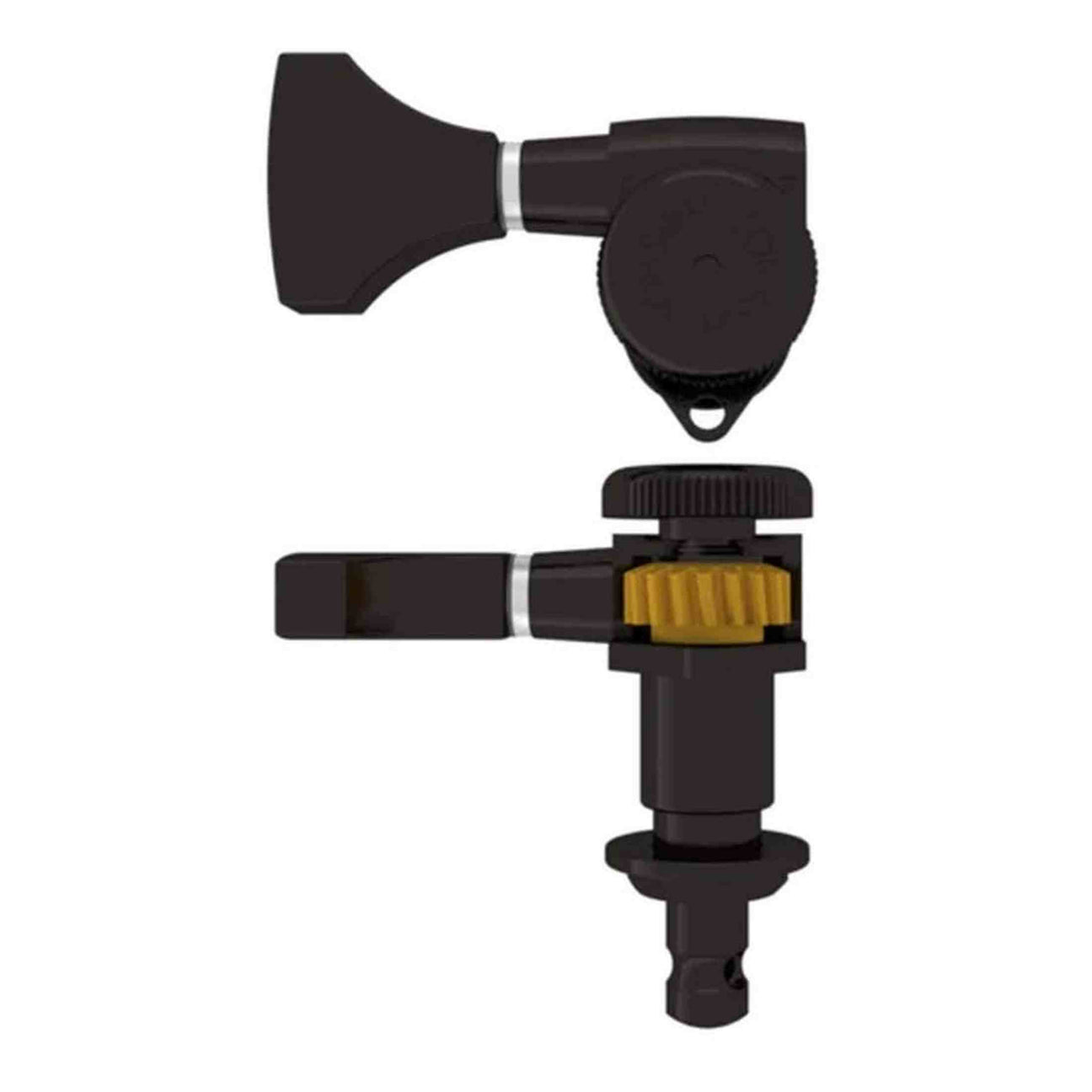 Hipshot HS6GL0BT-21 Guitar tuner, Grip-Lock open, 21.0mm (0.827") post height, treble side, zwart