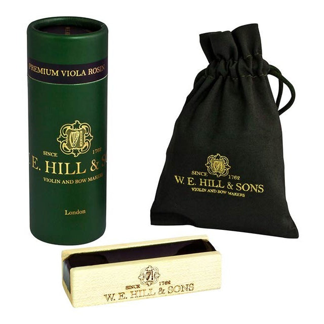 W.E. Hill & Sons H-2066 Premium rosin for viola - dark - encased in a solid maplewood holder, with protection pouch