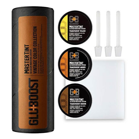 GluBoost GBMTVINTKIT MasterTint Vintage Kit – Kleuradditieven voor CA-lijm Amber, Geel, Bruin