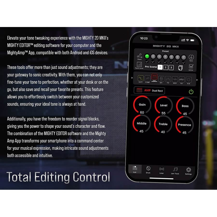 NUX MIGHTY-20MK2 20 watt Mighty Series gitaarversterker met DSP, Looper, Tuner, Amp modeling
