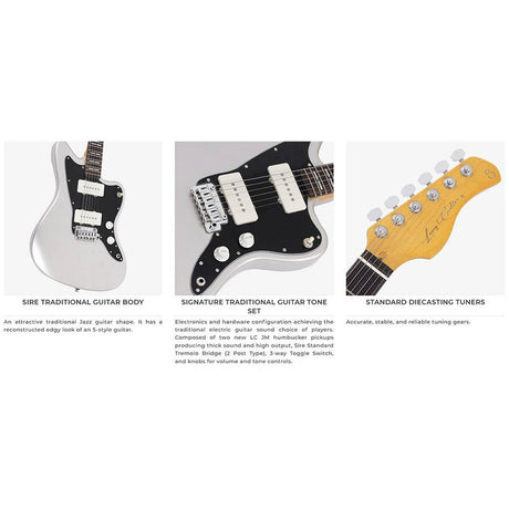 Sire Guitars J3/VWH Mahonie elektrische gitaar J-stijl, vintage wit