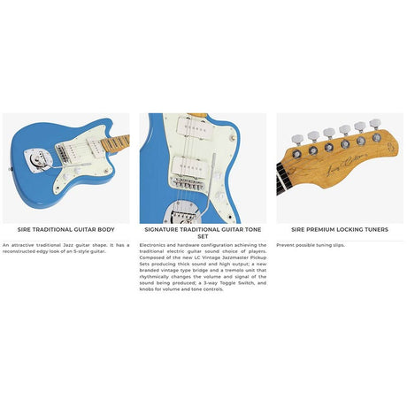 Sire Guitars J5/BLU Mahonie elektrische gitaar J-stijl, BLAUW