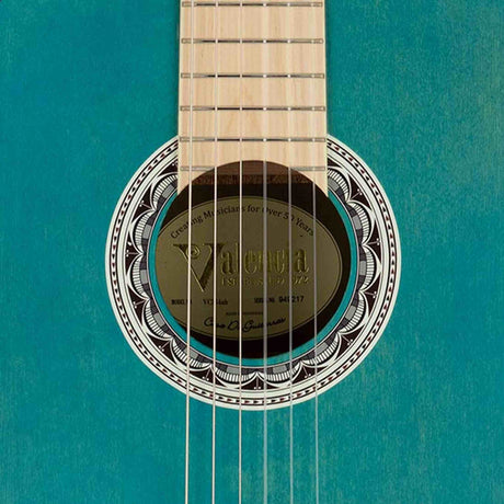 Valencia VC354HAB Klassieke Gitaar 4/4 – Sitka Spar & Mahonie, Aqua Blauw, Inclusief Tas, Standaard en Stemapparaat
