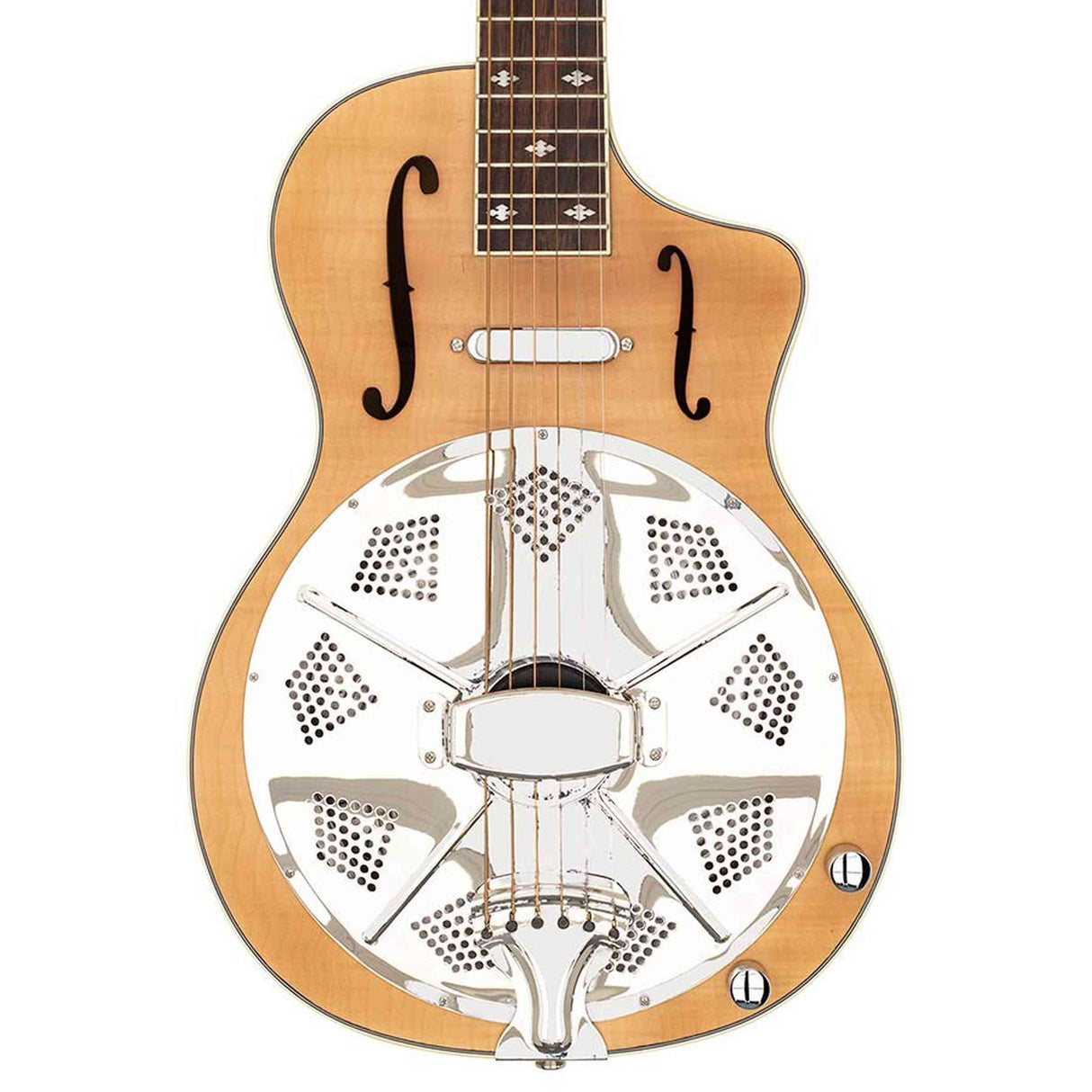 Royall BB14CSC/FL Bantam Blazer SC Resonator 14-Fret – Flamed Maple, Parlor, Lipstick PU, Softcase