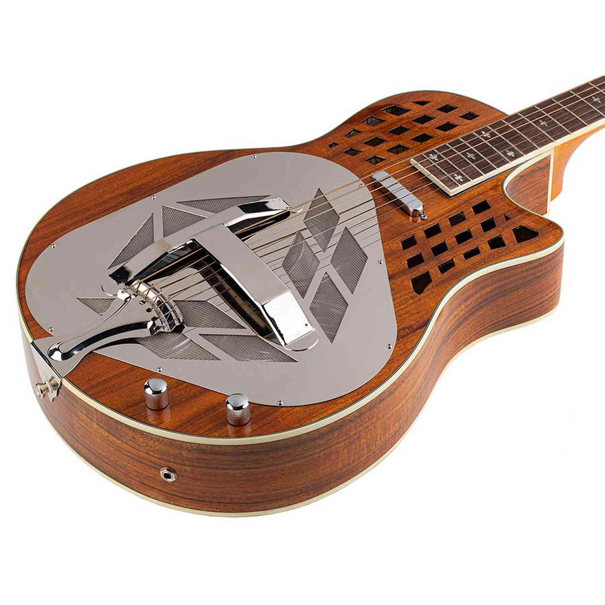 Royall KOA12SC Tricone Resonator 12-Fret – Hawaïaans Koa, Cutaway, T-Style Pickup, Softcase